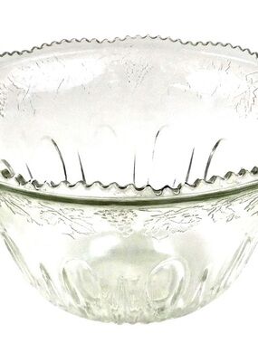 Indiana Glass Clear Pressed Glass Bowl with Grape Motif